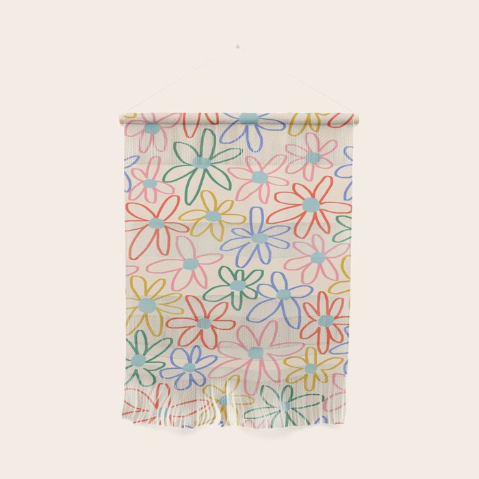 Joyful Flower Lines - rainbow Wall Hanging Gallery Image 1