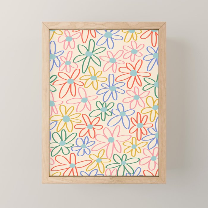 Joyful Flower Lines - rainbow Mini Art Print Gallery Image 1