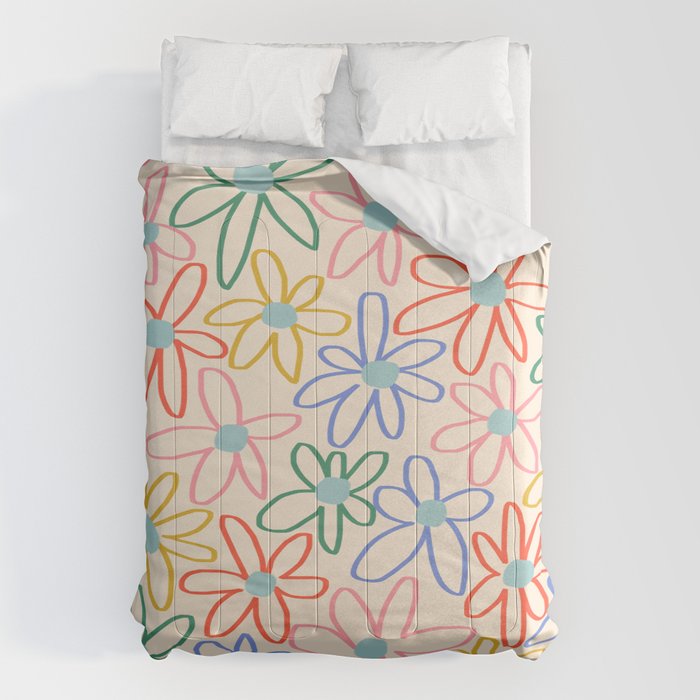 Joyful Flower Lines - rainbow Comforter Gallery Image 6