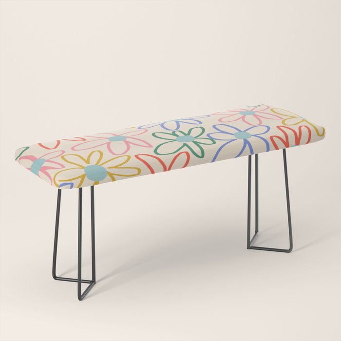 Joyful Flower Lines - rainbow Bench Gallery Image 1