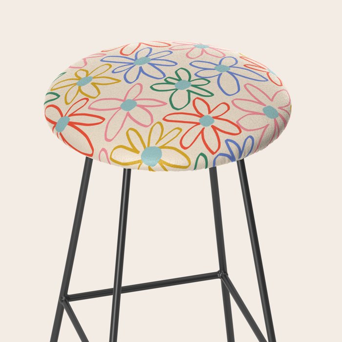Joyful Flower Lines - rainbow Stool Gallery Image 2