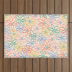 Joyful Flower Lines - rainbow Outdoor Rug Gallery Image 1