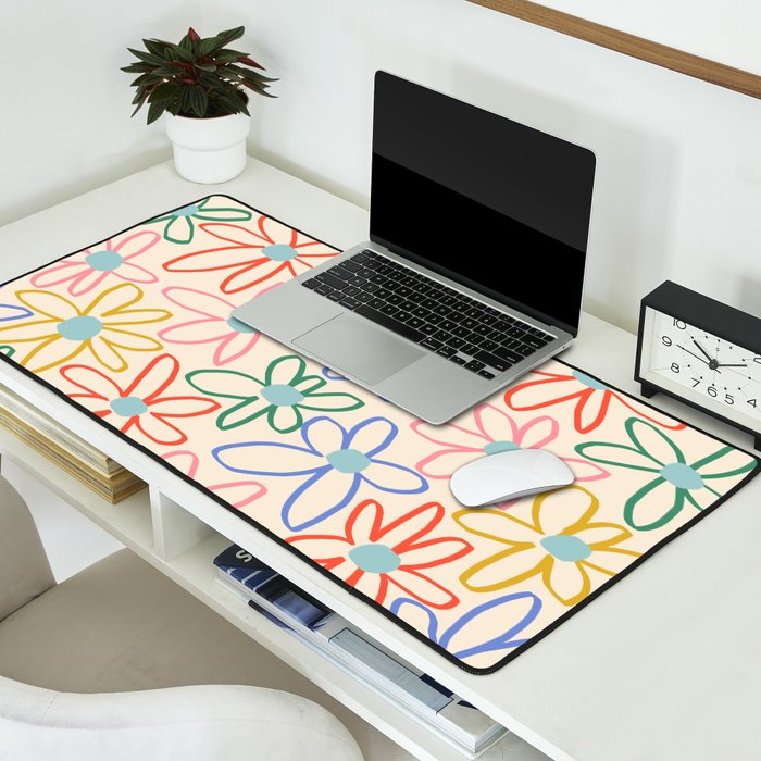 Joyful Flower Lines - rainbow Desk Mat Gallery Image 2