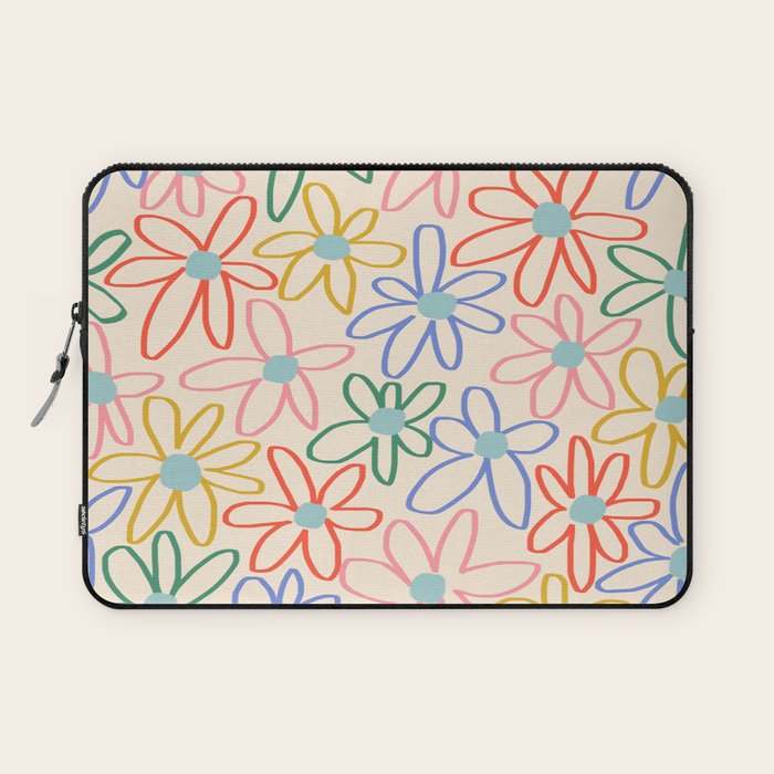 Joyful Flower Lines - rainbow Laptop Sleeve Gallery Image 1