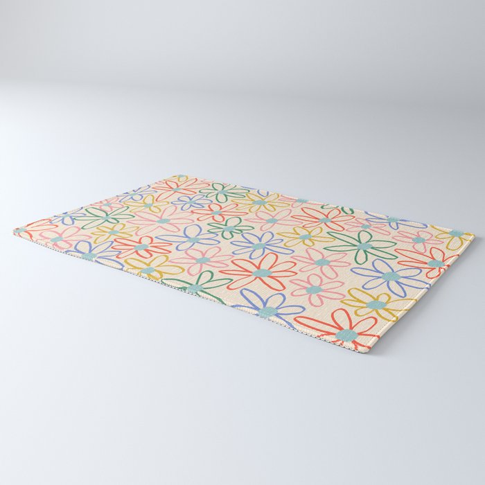 Joyful Flower Lines - rainbow Rug Gallery Image 3
