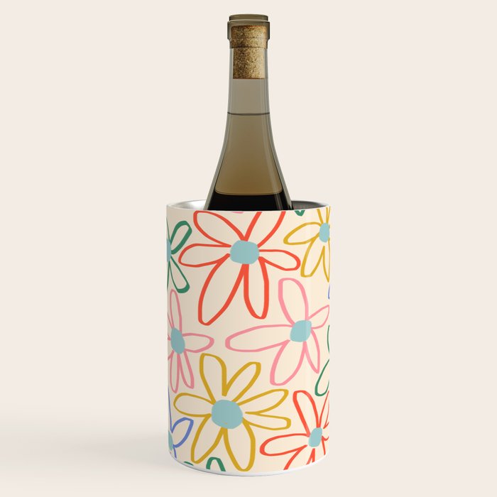 Joyful Flower Lines - rainbow Wine Chiller Gallery Image 2