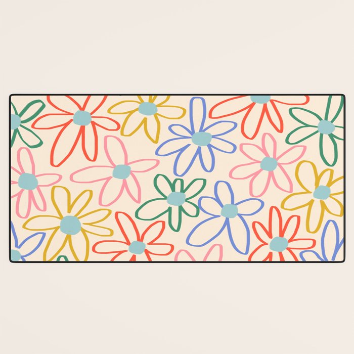 Joyful Flower Lines - rainbow Desk Mat Gallery Image 3