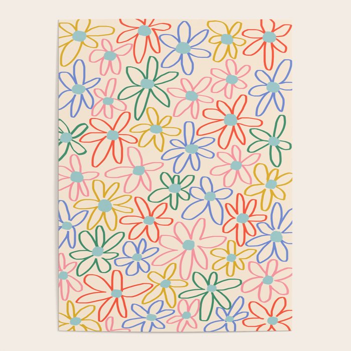 Joyful Flower Lines - rainbow Poster Gallery Image 4