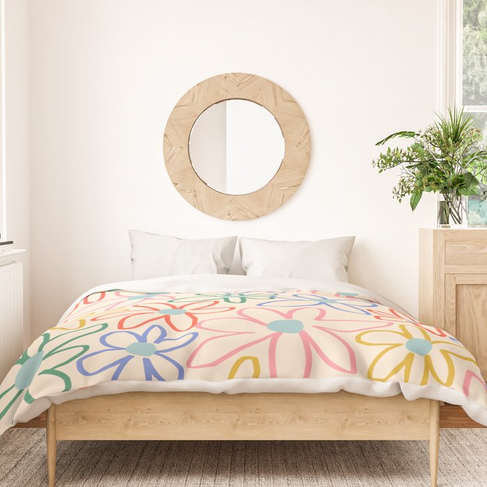 Joyful Flower Lines - rainbow Duvet Cover Gallery Image 3
