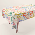 Joyful Flower Lines - rainbow Tablecloth Gallery Image 1