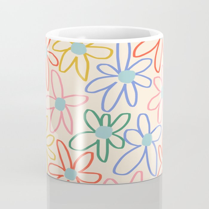 Joyful Flower Lines - rainbow Coffee Mug Gallery Image 4