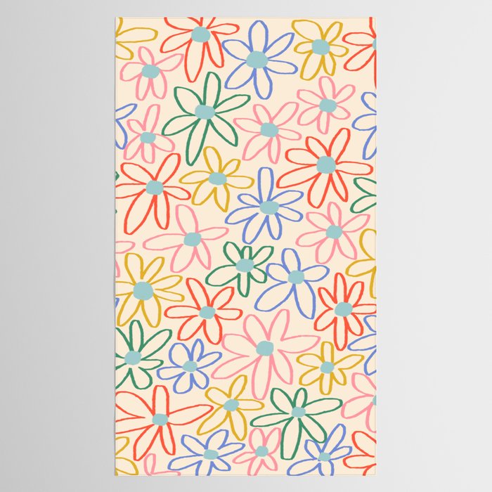 Joyful Flower Lines - rainbow Tablecloth Gallery Image 2