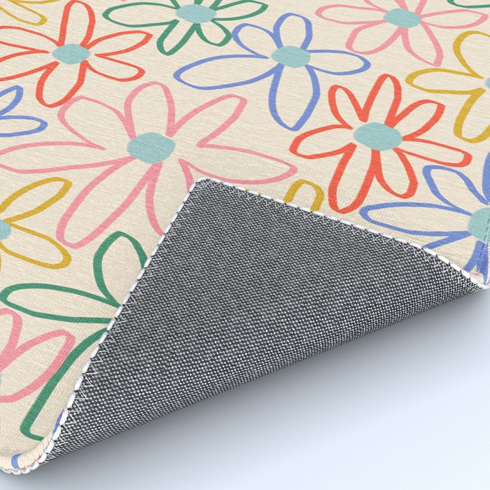 Joyful Flower Lines - rainbow Rug Gallery Image 4