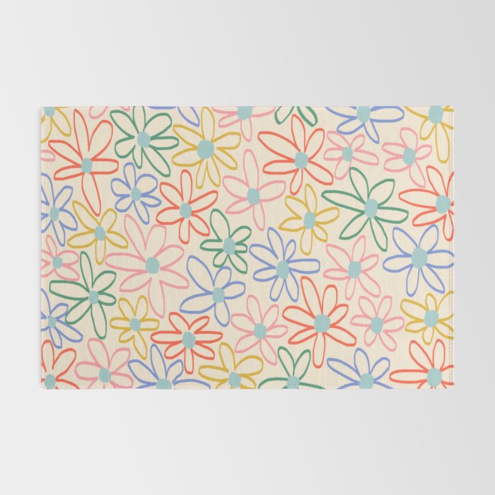 Joyful Flower Lines - rainbow Rug Gallery Image 2