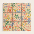 Joyful Flower Lines - rainbow Wood Wall Art Gallery Image 1