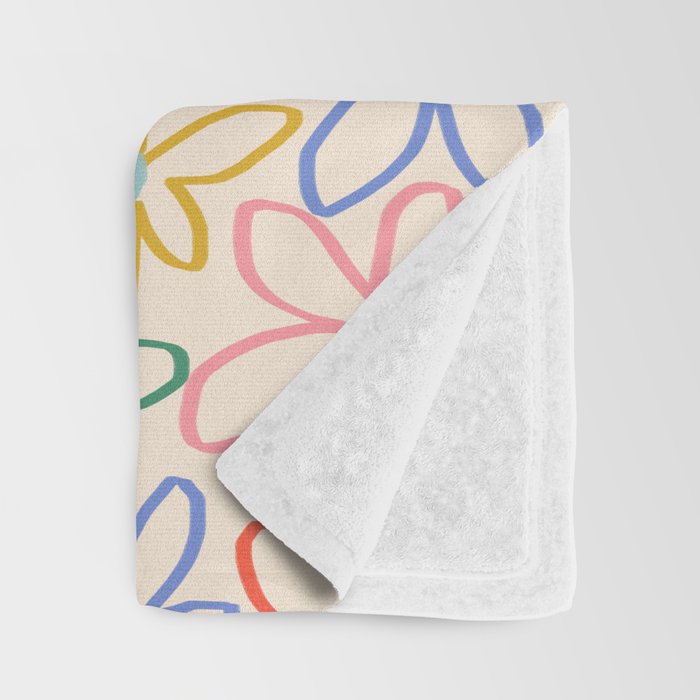 Joyful Flower Lines - rainbow Throw Blanket Gallery Image 3