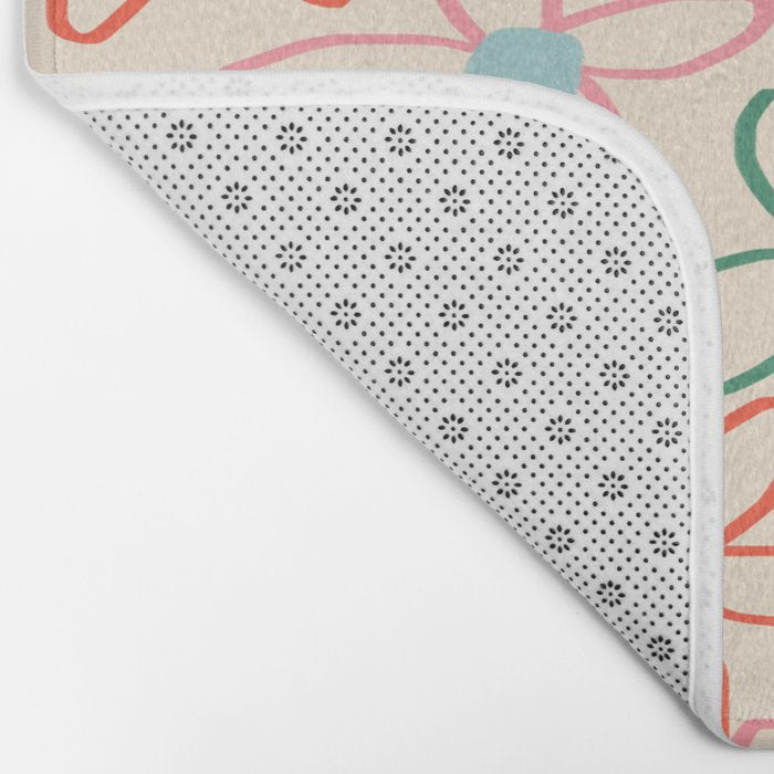 Joyful Flower Lines - rainbow Bath Mat Gallery Image 2