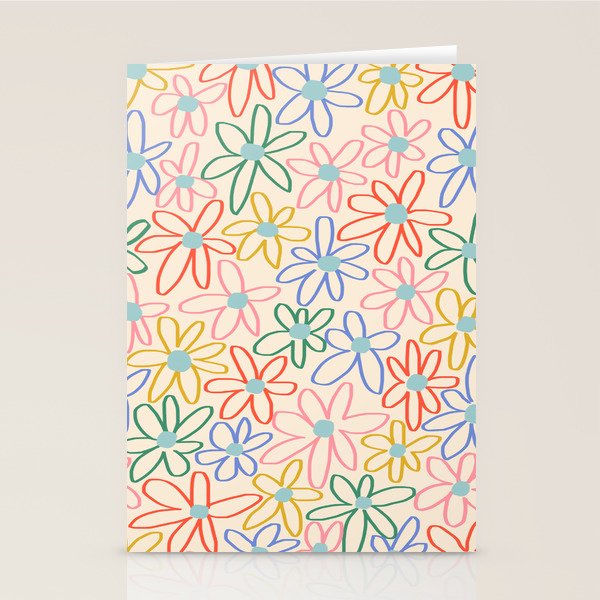 Joyful Flower Lines - rainbow Stationery Card Gallery Image 2