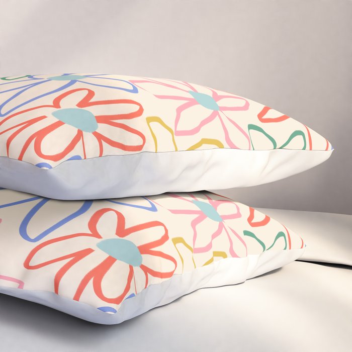 Joyful Flower Lines - rainbow Pillow Sham Gallery Image 3