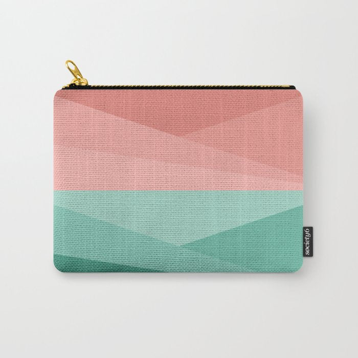 Geometric Triangles VII Pink and Green Carry All Pouch Gallery Image 1