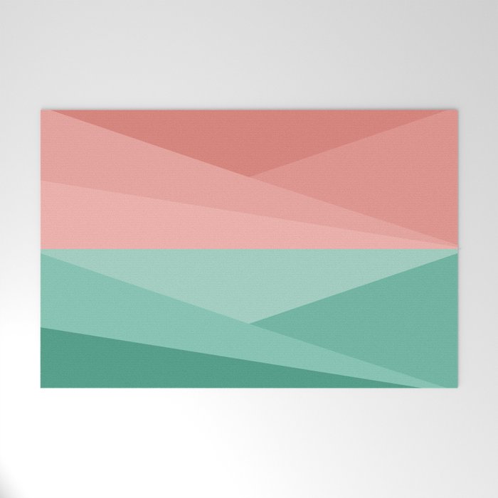 Geometric Triangles VII Pink and Green Welcome Mat Gallery Image 1