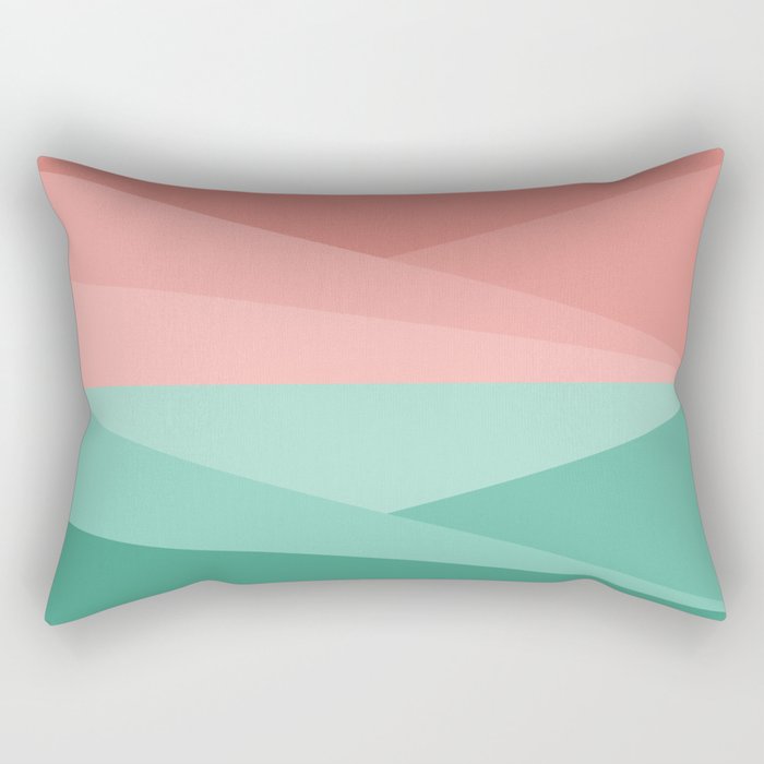 Geometric Triangles VII Pink and Green Rectangular Pillow Gallery Image 2