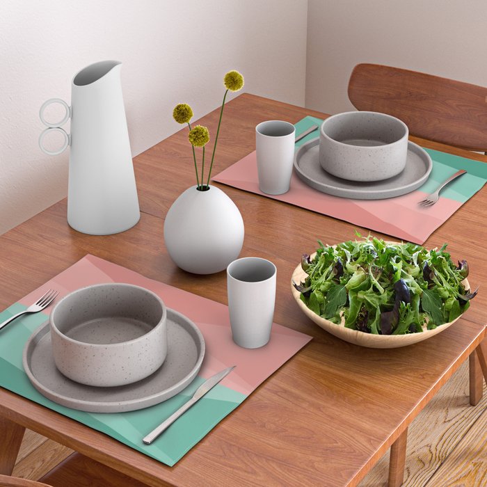 Geometric Triangles VII Pink and Green Placemat Gallery Image 2