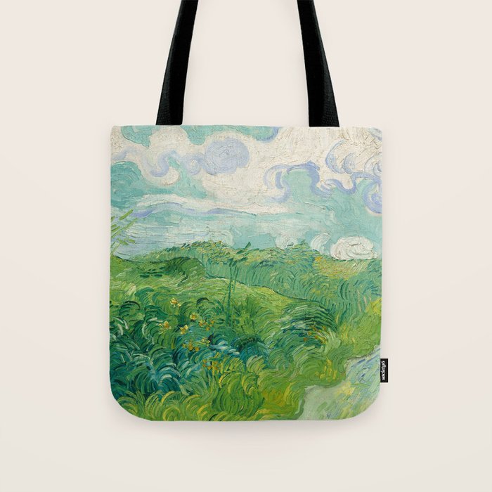 Green Wheat Fields, Auvers, 1890, Vincent van Gogh Tote Bag Gallery Image 1