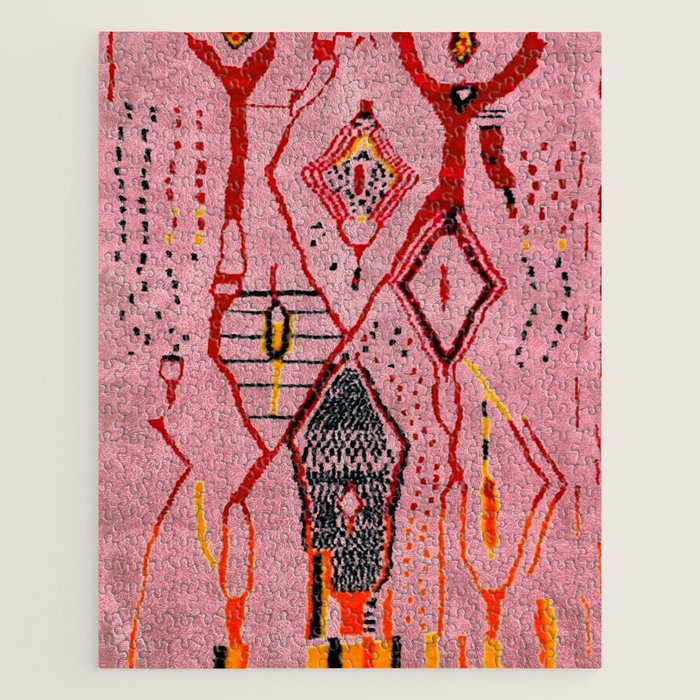Traditional Pink Moroccan Rug Artwork Jigsaw Puzzle Gallery Image 1