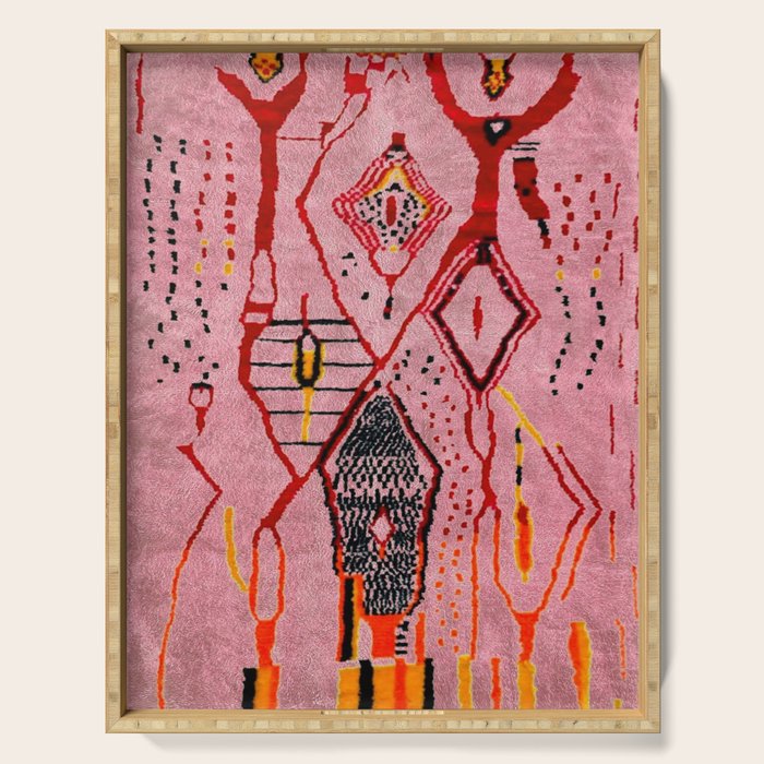 Traditional Pink Moroccan Rug Artwork Serving Tray Gallery Image 1