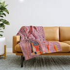 Traditional Pink Moroccan Rug Artwork Throw Blanket Gallery Image 1