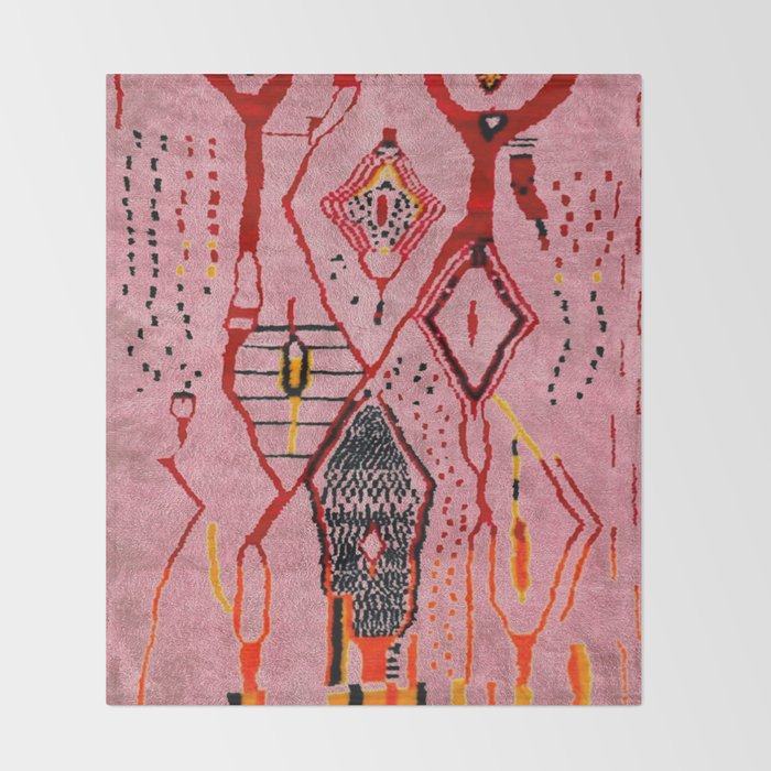 Traditional Pink Moroccan Rug Artwork Throw Blanket Gallery Image 2