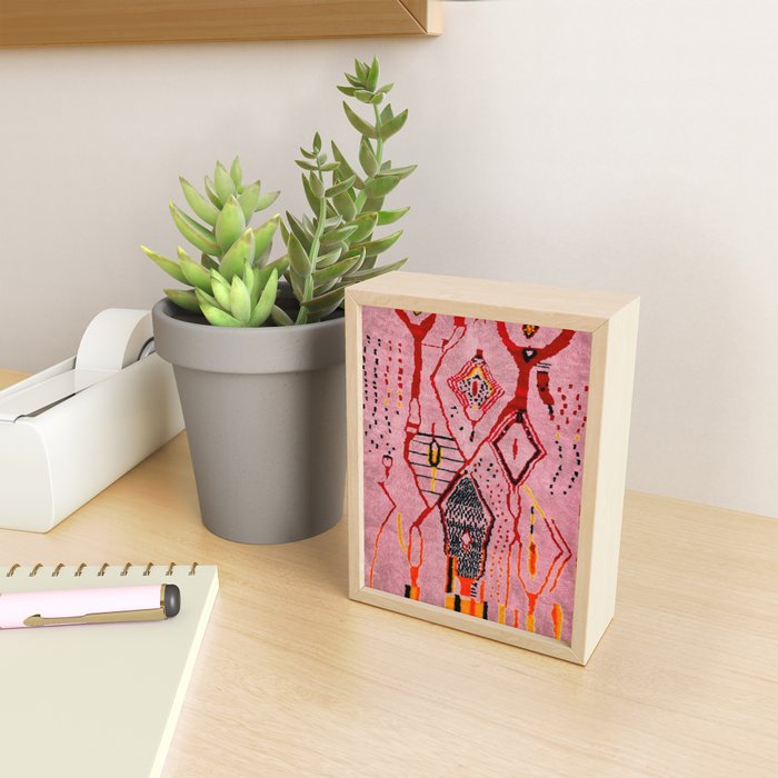 Traditional Pink Moroccan Rug Artwork Mini Art Print Gallery Image 2