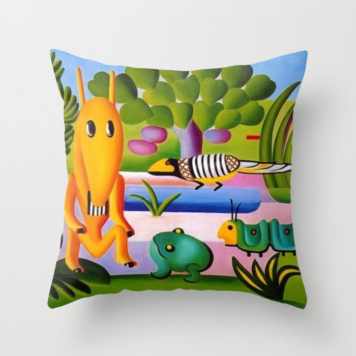Classical Masterpiece 'A Cuca' by Tarsila do Amaral Throw Pillow Gallery Image 1