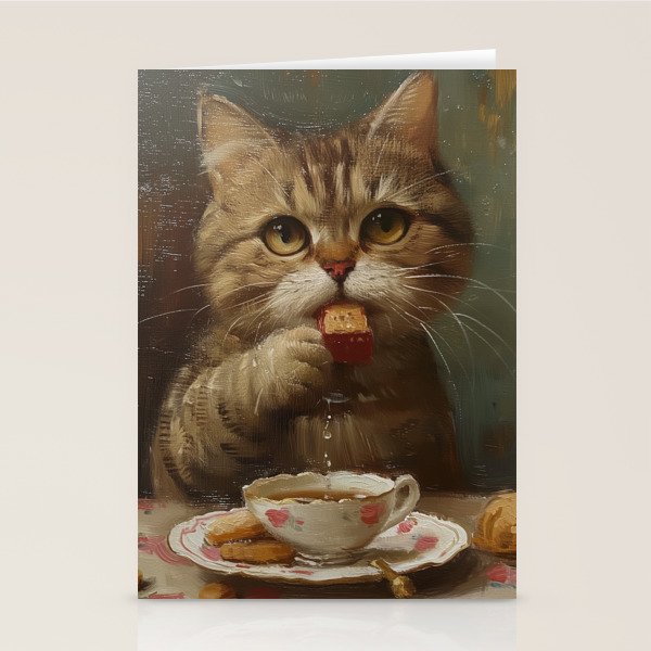 Tea Time Cat V Stationery Card Gallery Image 2