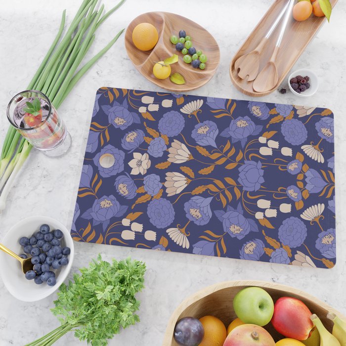 Mystery Blooms {Periwinkle} Cutting Board Gallery Image 2