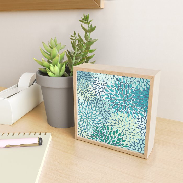Christmas, Floral Prints, Teal, Blue and Green, Colour Prints Mini Art Print Gallery Image 2