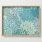 Christmas, Floral Prints, Teal, Blue and Green, Colour Prints Serving Tray Gallery Image 1