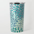Christmas, Floral Prints, Teal, Blue and Green, Colour Prints Travel Mug Gallery Image 1