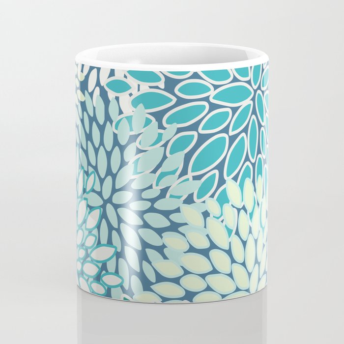Christmas, Floral Prints, Teal, Blue and Green, Colour Prints Coffee Mug Gallery Image 4