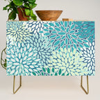 Christmas, Floral Prints, Teal, Blue and Green, Colour Prints Credenza Gallery Image 1