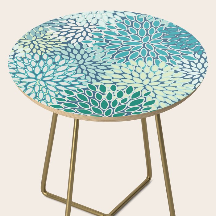 Christmas, Floral Prints, Teal, Blue and Green, Colour Prints Side Table Gallery Image 2