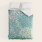Christmas, Floral Prints, Teal, Blue and Green, Colour Prints Duvet Cover Gallery Image 6