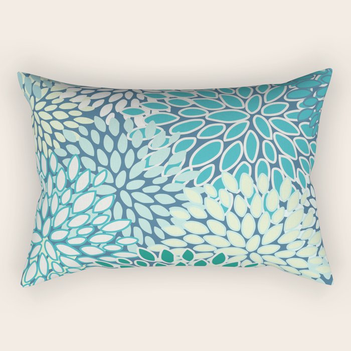 Christmas, Floral Prints, Teal, Blue and Green, Colour Prints Rectangular Pillow Gallery Image 2
