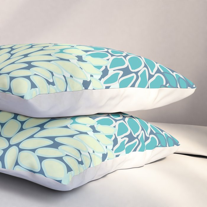 Christmas, Floral Prints, Teal, Blue and Green, Colour Prints Pillow Sham Gallery Image 3