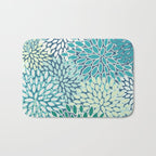 Christmas, Floral Prints, Teal, Blue and Green, Colour Prints Bath Mat Gallery Image 1