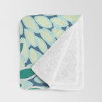 Christmas, Floral Prints, Teal, Blue and Green, Colour Prints Throw Blanket Gallery Image 3