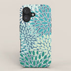Christmas, Floral Prints, Teal, Blue and Green, Colour Prints iPhone Case Gallery Image 1