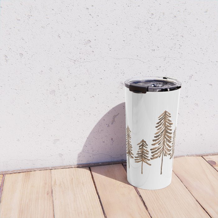 Pine Trees - Sepia Palette Travel Mug Gallery Image 4