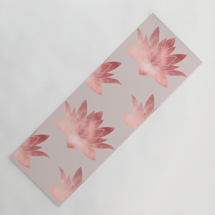 Pink Lotus Flower | Watercolor Texture Yoga Mat Gallery Image 1